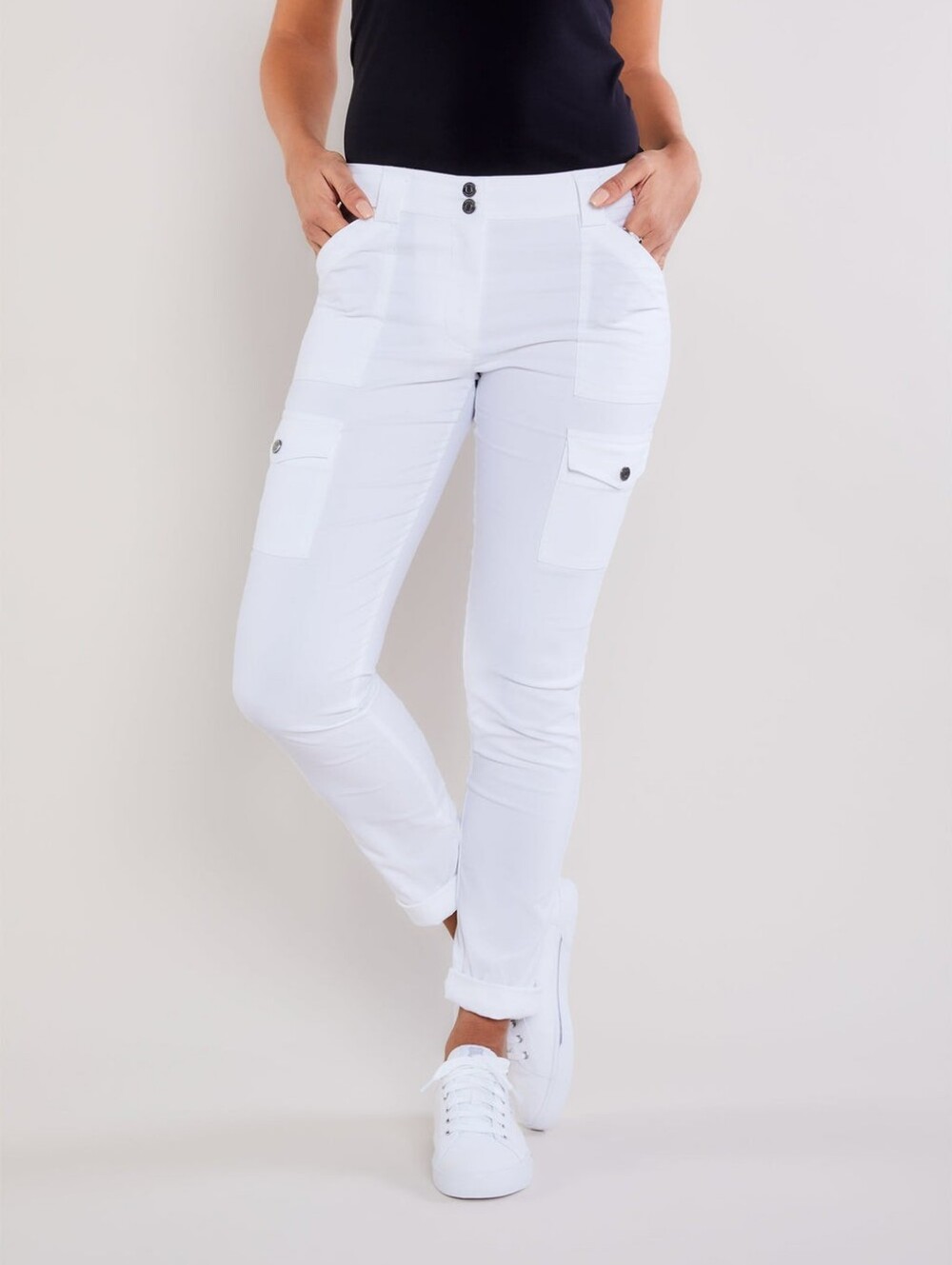 Anatomie Kate White Cargo Slim Pants Size Medium
